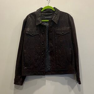 John Varvatos Deep Brown Leather Shirt Jacket